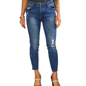 DL1961 Dropped Crotch Tapered Scratched Button Fly Jeans Size 26x26